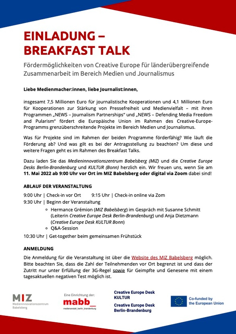 Informationsveranstaltung „Breakfast Talk“, Wildau Informationsveranstaltung „Breakfast Talk“, Wildau