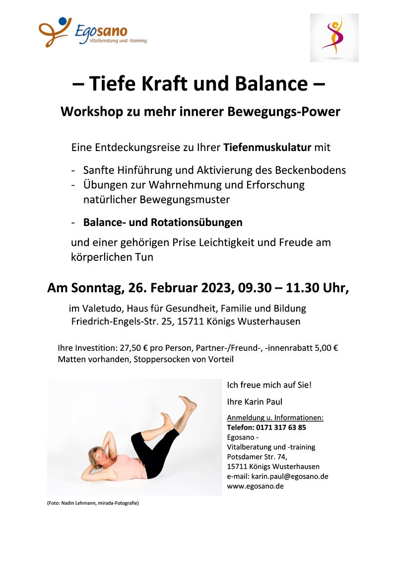 Workshop für mehr innere Bewegungspower, Wildau Workshop für mehr innere Bewegungspower, Wildau