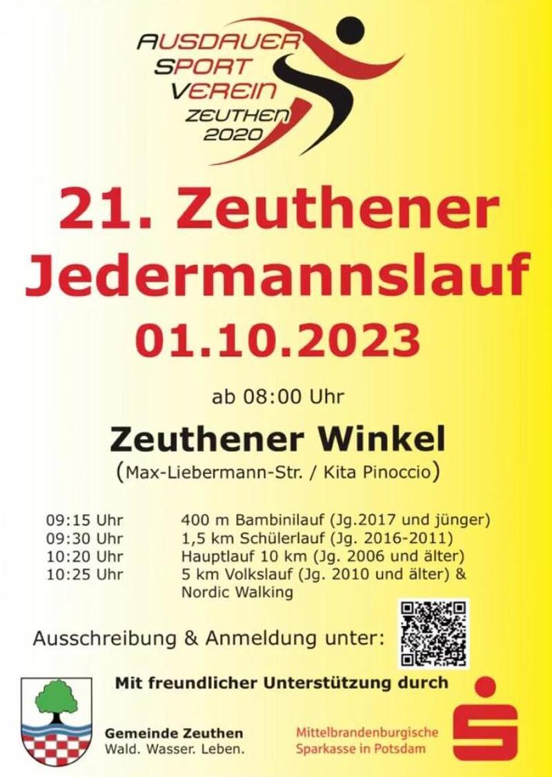 Anmeldung zum 21. Jedermannslauf in Zeuthen, Wildau Anmeldung zum 21. Jedermannslauf in Zeuthen, Wildau