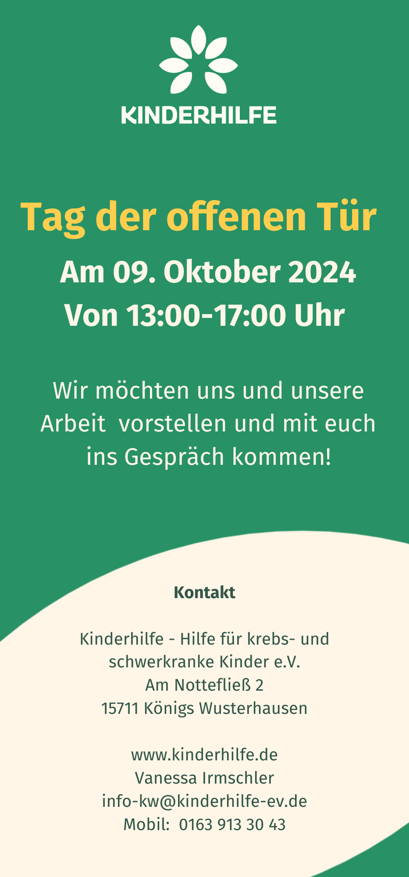 Einladung zum Tag der offenen Tür des „Kinderhilfe e.V.“, Wildau Einladung zum Tag der offenen Tür des „Kinderhilfe e.V.“, Wildau